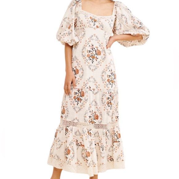Free People Cream Floral Maxi Dress EUC - Picture 14 of 16